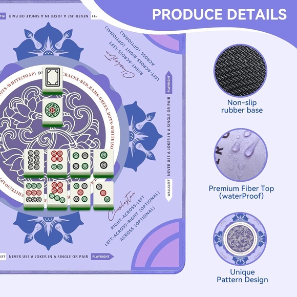 Mahjong Mat 31.5 x 31.5, Purple - Picture 5 of 7